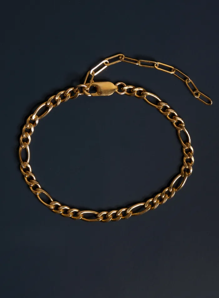 Bracelets WE ARE ALL SMITH Mens Jewelry Clothing 14K Gold Filled Figaro 45mm Wide Mens Chain Bracelet