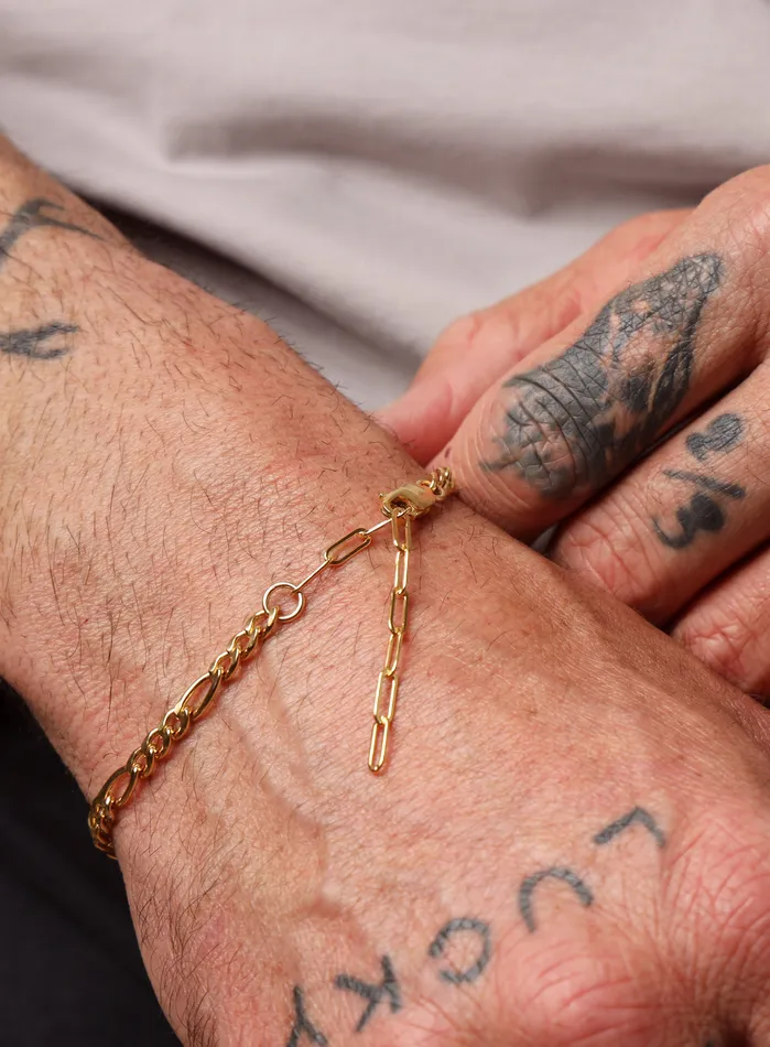 Bracelets WE ARE ALL SMITH Mens Jewelry Clothing 14K Gold Filled Figaro 45mm Wide Mens Chain Bracelet