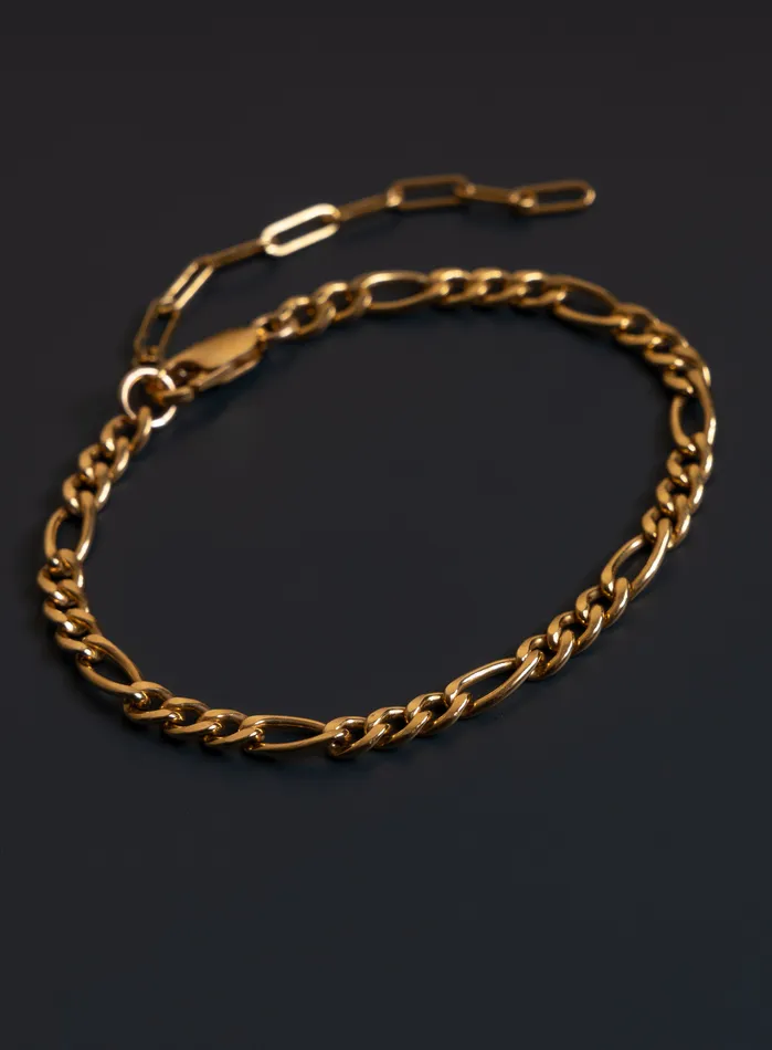 Bracelets WE ARE ALL SMITH Mens Jewelry Clothing 14K Gold Filled Figaro 45mm Wide Mens Chain Bracelet