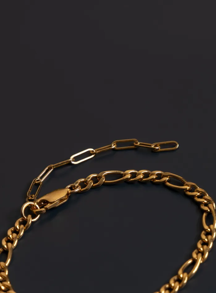 Bracelets WE ARE ALL SMITH Mens Jewelry Clothing 14K Gold Filled Figaro 45mm Wide Mens Chain Bracelet
