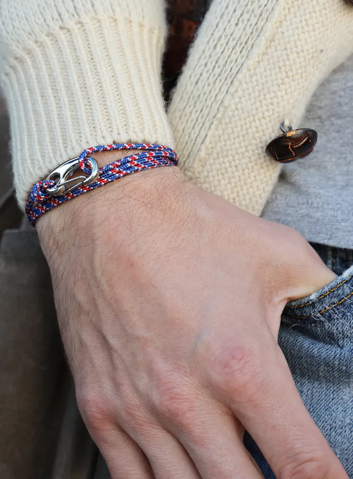 Bracelets We Are All Smith Red White Blue Tactical Cord Bracelet for Men Silver Clasp