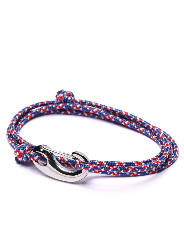 Bracelets We Are All Smith Red White Blue Tactical Cord Bracelet for Men Silver Clasp