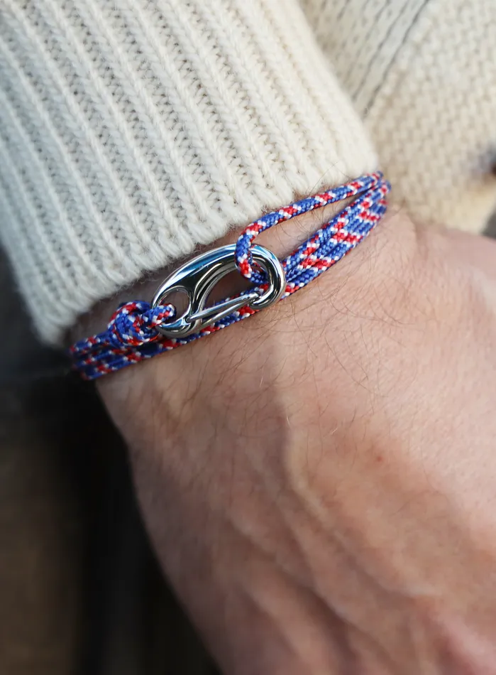 Bracelets We Are All Smith Red White Blue Tactical Cord Bracelet for Men Silver Clasp