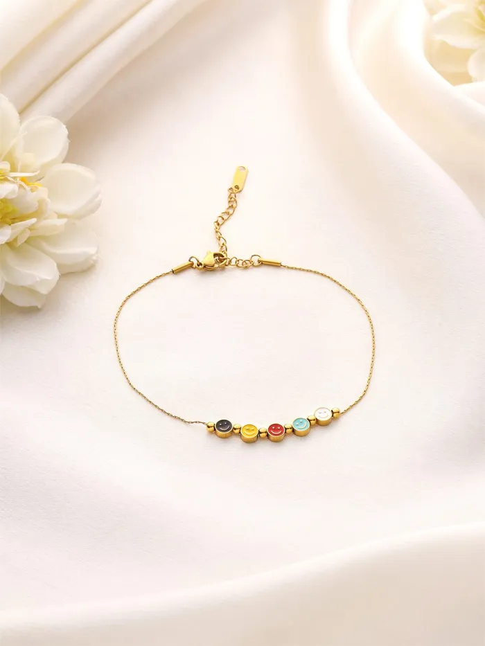 Bracelets Yellow Chimes Anklets for Women and Girls Fashion Golden Anklets for Women Gold Plated Smiley Face Anklets Payal for Women Birthday Gift For Girls Women Anniversary Gift for Wife Yellow Chimes
