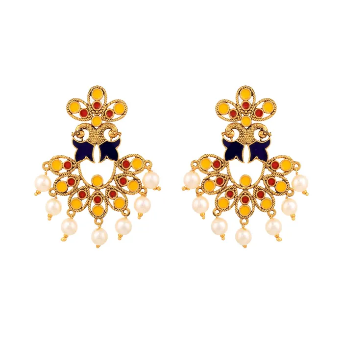 Bracelets Yellow Chimes Beautifully Enamelled Stylish Gold Plated Meenakari Chandbali Earrings for Women and Girls Yellow Chimes Bracelets Yellow Chimes Beautifully Enamelled Stylish Gold Plated Meenakari Chandbali Earrings for Women and Girls Yellow Chimes