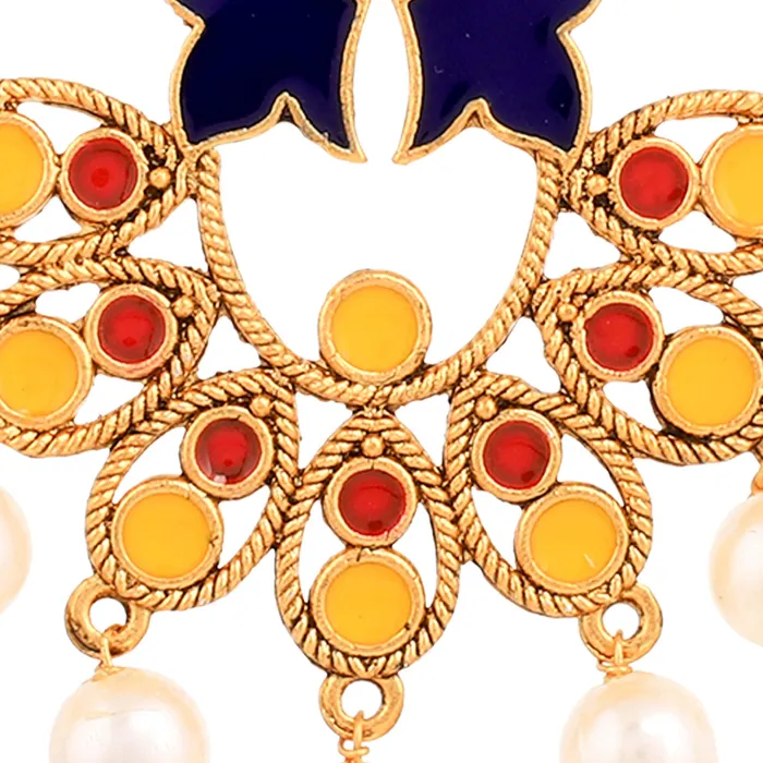 Bracelets Yellow Chimes Beautifully Enamelled Stylish Gold Plated Meenakari Chandbali Earrings for Women and Girls Yellow Chimes