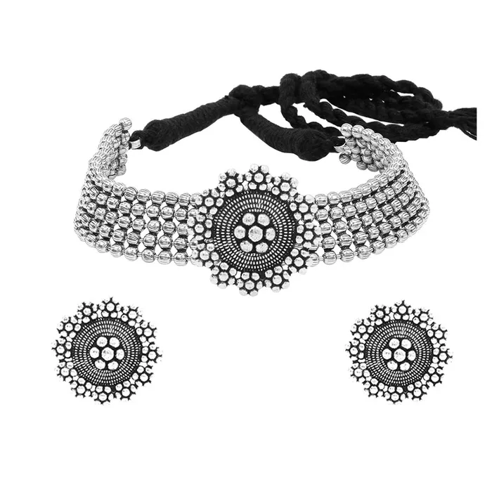 Bracelets Yellow Chimes Oxidised Silver Threaded Jewelry Beads Traditional Choker Necklace Set for Women and Girls silver oxidised medium YCTJNS48OXDFLWRSL Yellow Chimes Bracelets Yellow Chimes Oxidised Silver Threaded Jewelry Beads Traditional Choker Necklace Set for Women and Girls silver oxidised medium YCTJNS48OXDFLWRSL Yellow Chimes