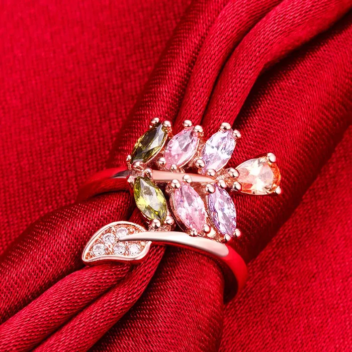 Bracelets Yellow Chimes Rings for Women Multicolor Ring Sparkling Glamourously Swiss Zircon RoseGold Plated Adjustable Ring for Women and Girls Yellow Chimes