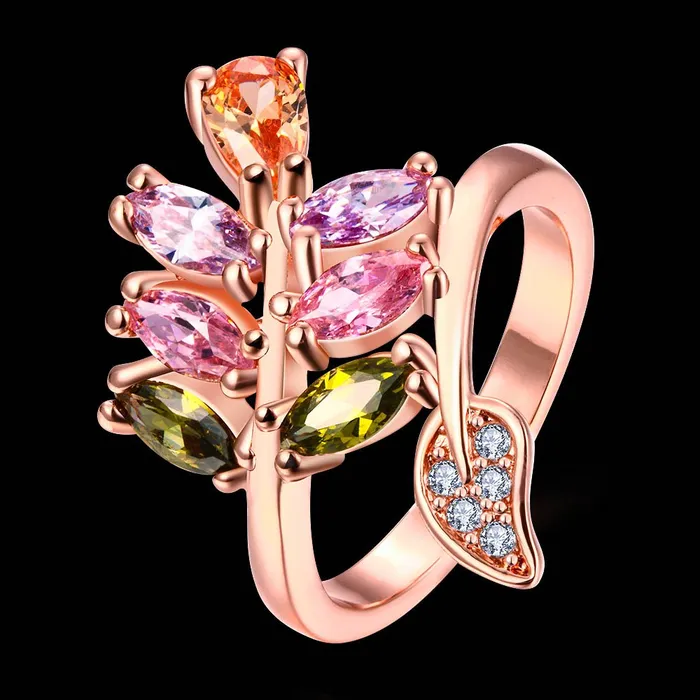 Bracelets Yellow Chimes Rings for Women Multicolor Ring Sparkling Glamourously Swiss Zircon RoseGold Plated Adjustable Ring for Women and Girls Yellow Chimes