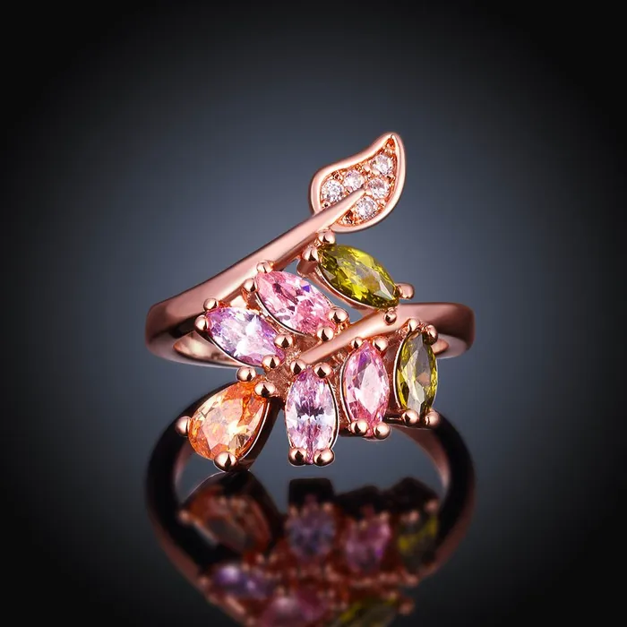 Bracelets Yellow Chimes Rings for Women Multicolor Ring Sparkling Glamourously Swiss Zircon RoseGold Plated Adjustable Ring for Women and Girls Yellow Chimes