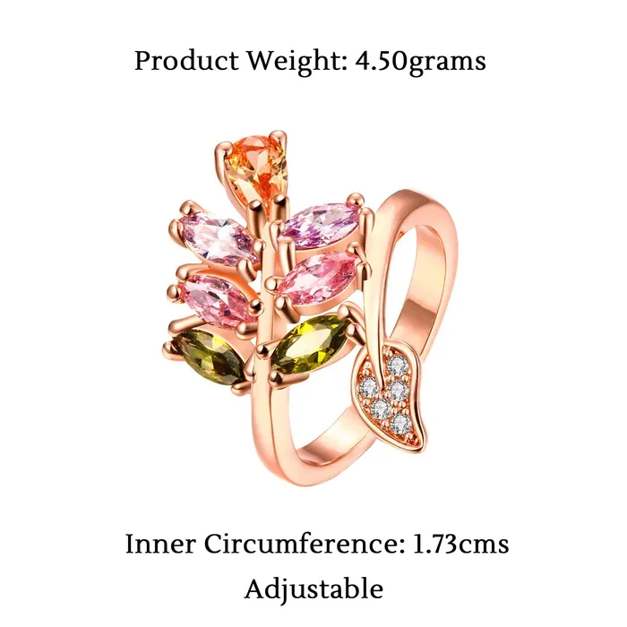 Bracelets Yellow Chimes Rings for Women Multicolor Ring Sparkling Glamourously Swiss Zircon RoseGold Plated Adjustable Ring for Women and Girls Yellow Chimes