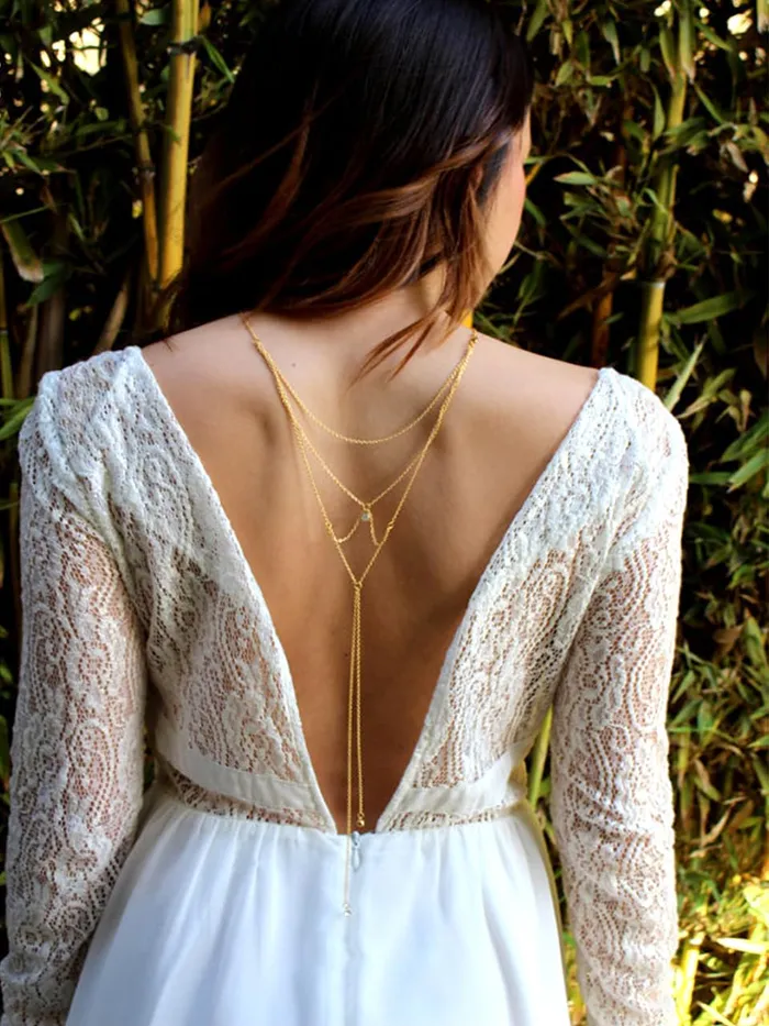 Bracelets Yellow Chimes Yellow Chimes Back Chain For Women Gold Plated Layered Back Chain For Women and Girls