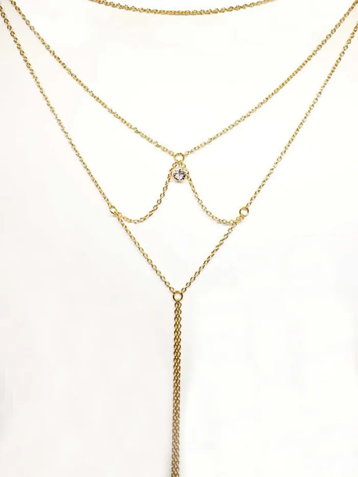 Bracelets Yellow Chimes Yellow Chimes Back Chain For Women Gold Plated Layered Back Chain For Women and Girls
