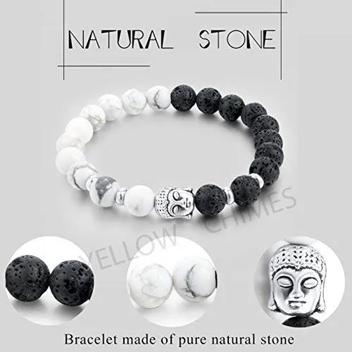 Bracelets Yellow Chimes Yellow Chimes Beads Bracelet for Men 2 Pcs Combo Reiki Meditation Healing Charm Beaded Buddha Bracelets for Women and Men
