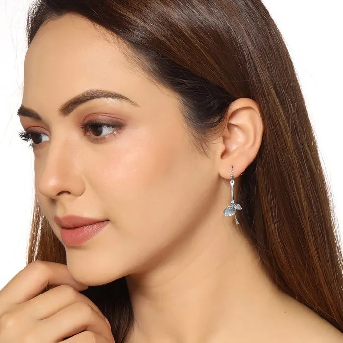 Bracelets Yellow Chimes Yellow Chimes Earrings For Women Silver Plated Leaf Designed Drop Earring For Women and Girls