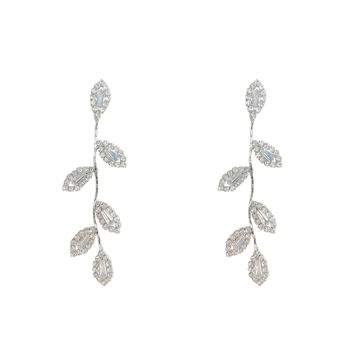 Bracelets Yellow Chimes Yellow Chimes Earrings For Women Silver Tone Elegant Leaf Designed Crystal Studded Linear Drop Dangler Earrings For Women and Girls Bracelets Yellow Chimes Yellow Chimes Earrings For Women Silver Tone Elegant Leaf Designed Crystal Studded Linear Drop Dangler Earrings For Women and Girls