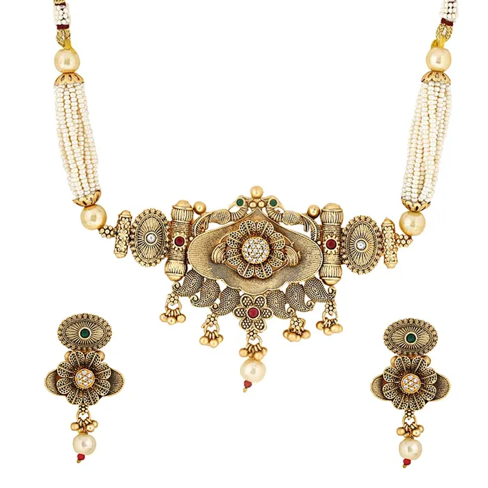 Bracelets Yellow Chimes Yellow Chimes Jewellery Set for Women Gold Toned Crystal Studded with Beads Peacock Designed Choker Necklace Set with Earrings for Women and Girls Bracelets Yellow Chimes Yellow Chimes Jewellery Set for Women Gold Toned Crystal Studded with Beads Peacock Designed Choker Necklace Set with Earrings for Women and Girls