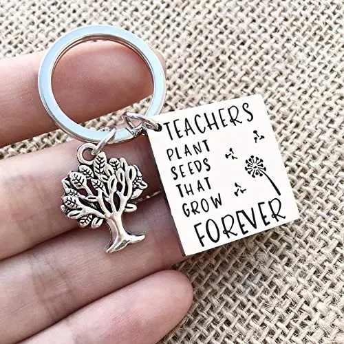 Bracelets Yellow Chimes Yellow Chimes Teachers Plant Seeds That Grow Forever Message Keychain Pendant with ChainGift for TeachersTeachers Day GiftTeachers Birthday Gift