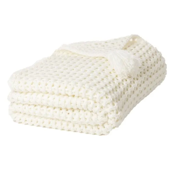 Brunelli Rings Janick White Knit Throw Blanket