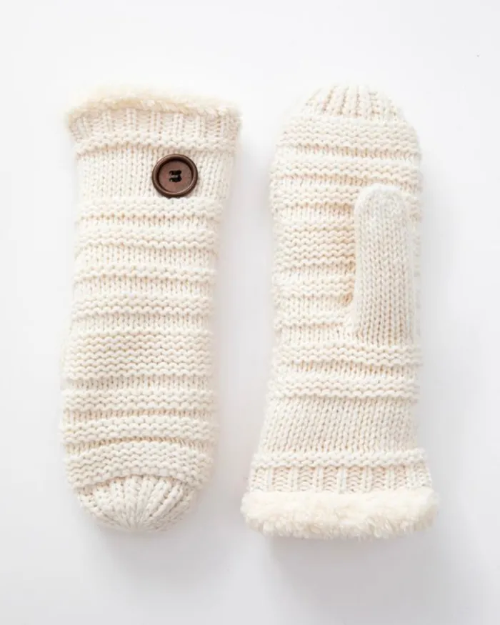 Button Fleece Winter Mittens Candlewick Gift Shop Earrings