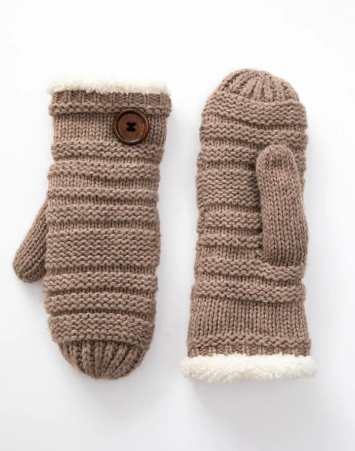Button Fleece Winter Mittens Candlewick Gift Shop Earrings