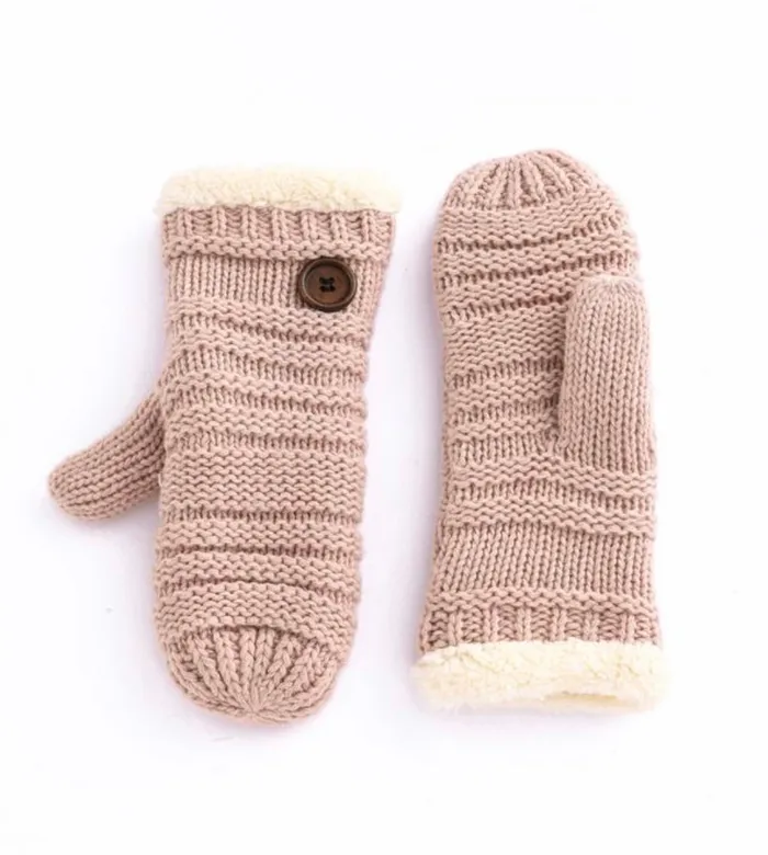 Button Fleece Winter Mittens Candlewick Gift Shop Earrings