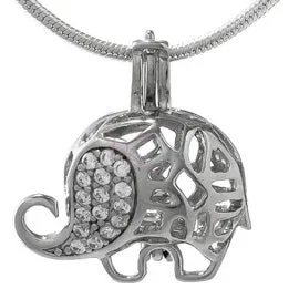 Cage Pendant 925 Sterling Silver Elephant Rhinestone CPST014 Necklaces