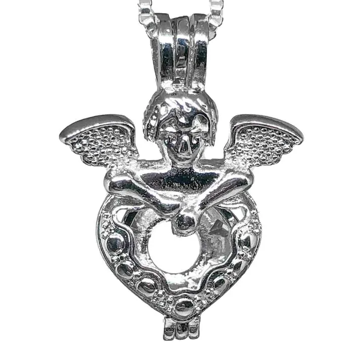 Cage Pendant Silver Plated Angel Wing Heart CPSP182 Necklaces