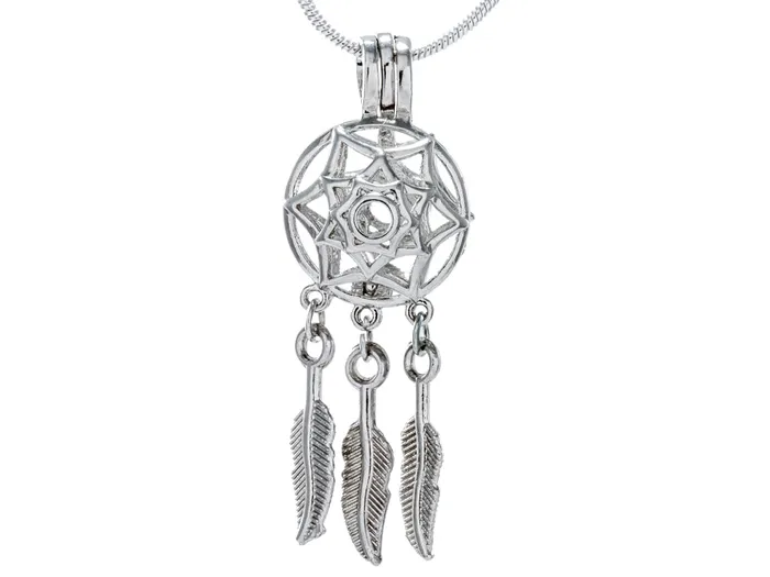 Cage Pendant Silver Plated Flower Small Dreamcatcher CPSP002 Necklaces
