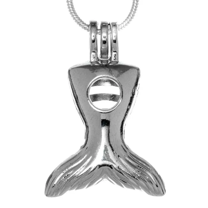 Cage Pendant Silver Plated Whale Tail Mermaid Tail CPSP146 Necklaces