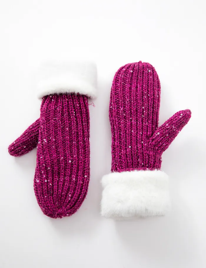 Candlewick Gift Shop Earrings Fuchsia Mittens wGlitter