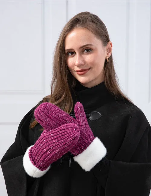 Candlewick Gift Shop Earrings Fuchsia Mittens wGlitter