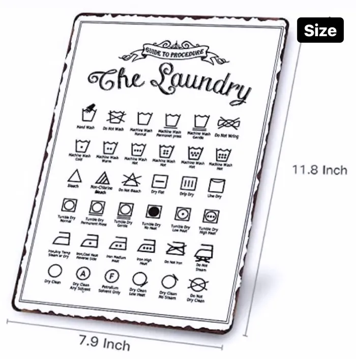 Candlewick Gift Shop Earrings Laundry Symbols Tin Sign