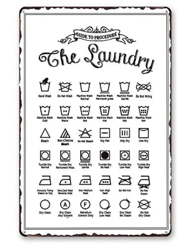 Candlewick Gift Shop Earrings Laundry Symbols Tin Sign