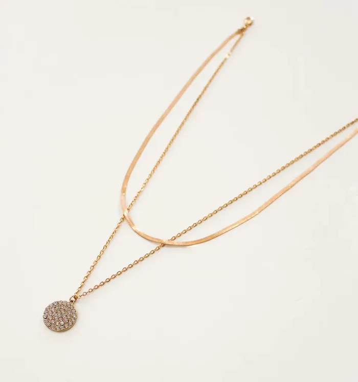 Candlewick Gift Shop Necklaces Short Necklace Double Chain wCircles Gold