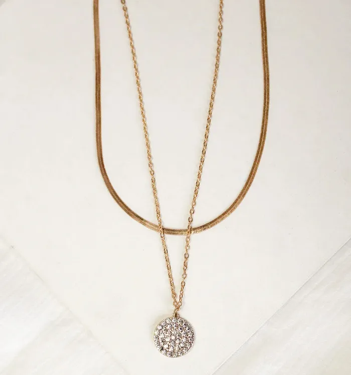 Candlewick Gift Shop Necklaces Short Necklace Double Chain wCircles Gold