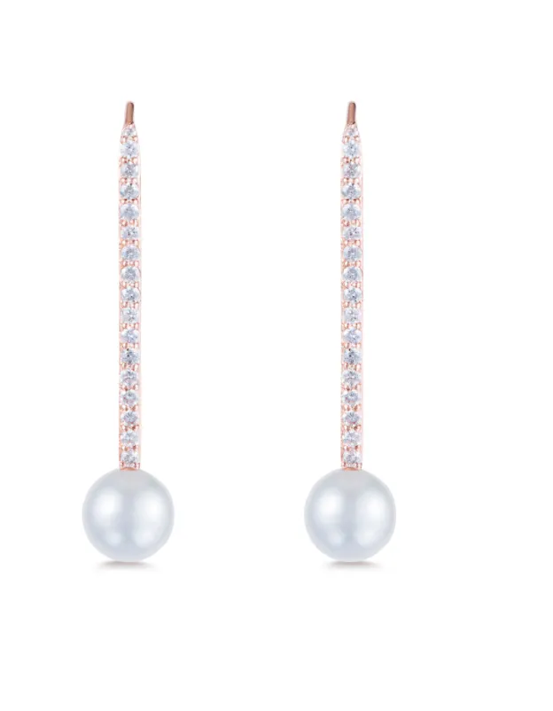 Carbon Hyde Earrings Diamond Pearl Stick Earrings