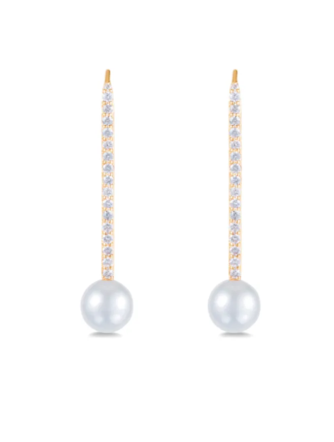 Carbon Hyde Earrings Diamond Pearl Stick Earrings Carbon Hyde Earrings Diamond Pearl Stick Earrings