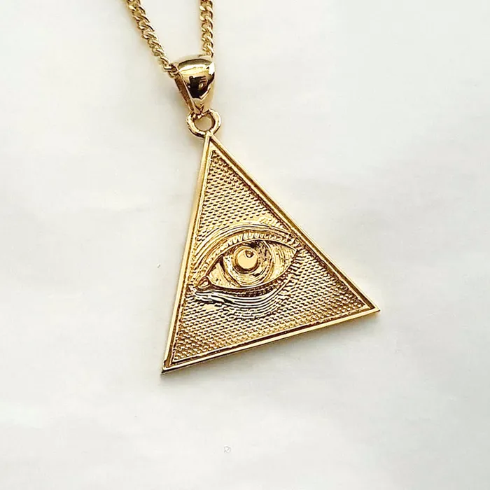 carre dor Necklaces 18k 14k gold triangle eye of providence pendant necklace 2