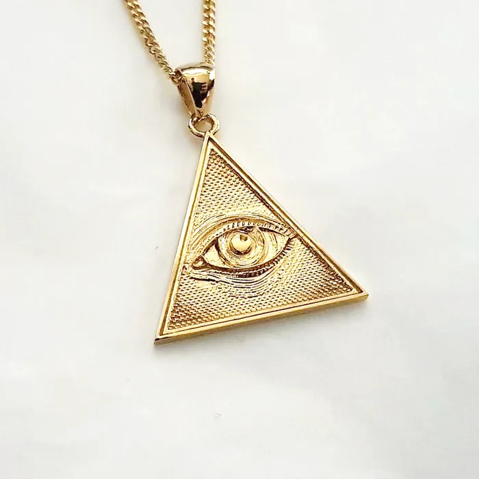 carre dor Necklaces 18k 14k gold triangle eye of providence pendant necklace 2