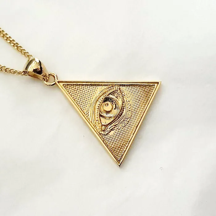 carre dor Necklaces 18k 14k gold triangle eye of providence pendant necklace 2