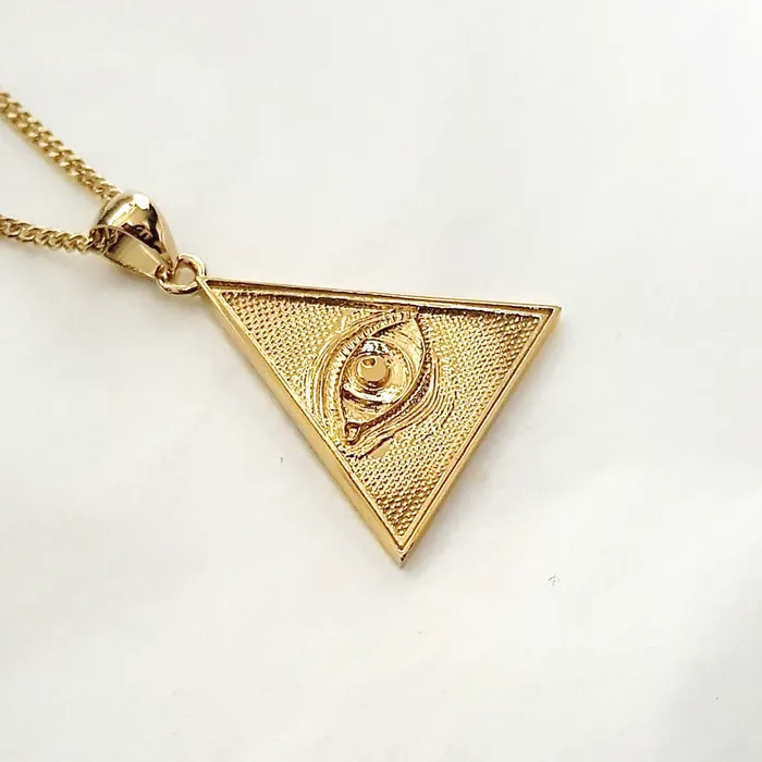 carre dor Necklaces 18k 14k gold triangle eye of providence pendant necklace 2