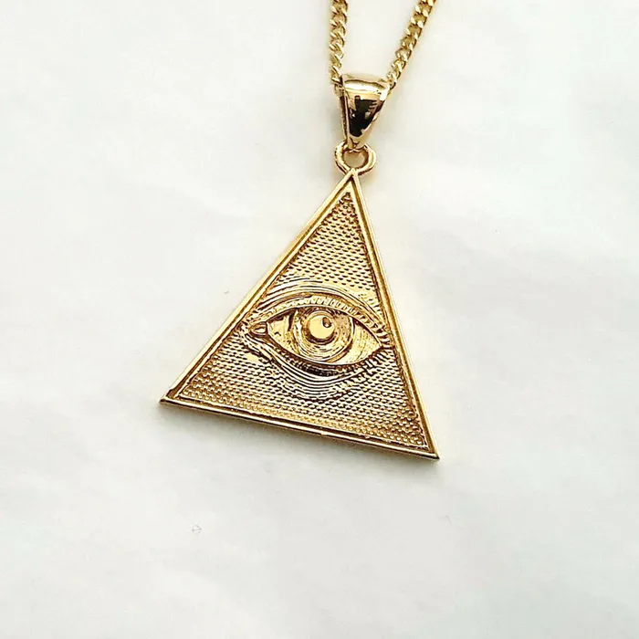 carre dor Necklaces 18k 14k gold triangle eye of providence pendant necklace 2