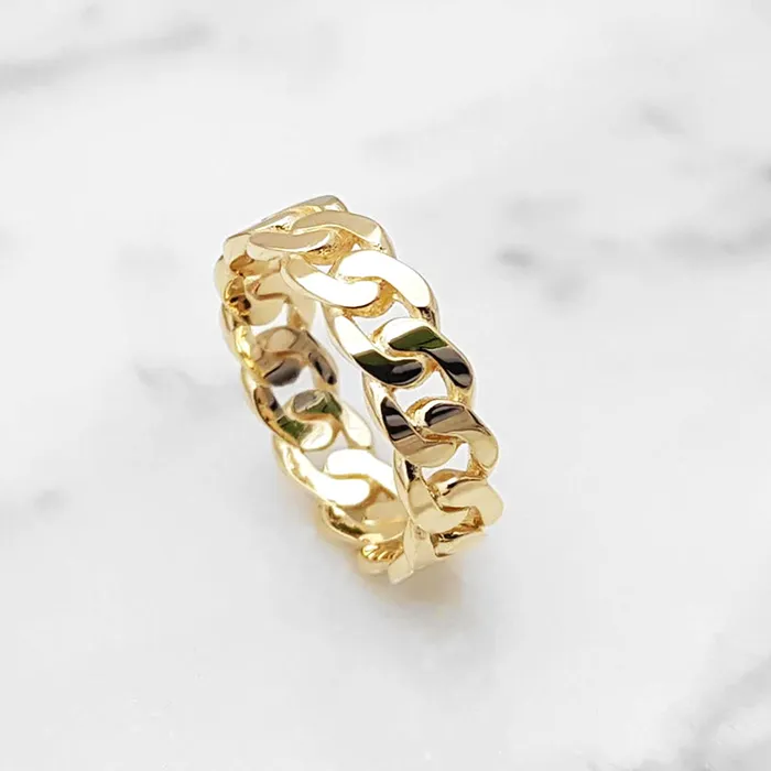 carre dor Rings 14k 18k gold cuban chain ring 1 S 6mm