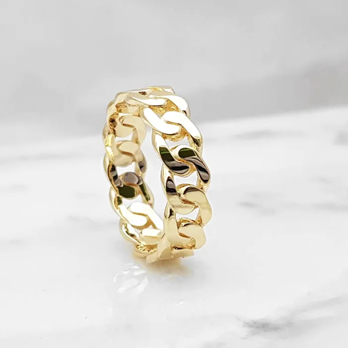 carre dor Rings 14k 18k gold cuban chain ring 1 S 6mm