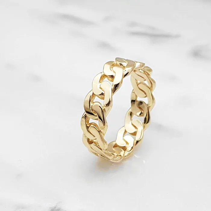carre dor Rings 14k 18k gold cuban chain ring 1 S 6mm