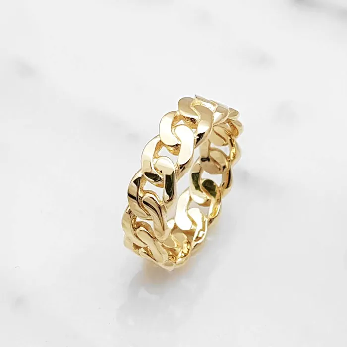carre dor Rings 14k 18k gold cuban chain ring 1 S 6mm