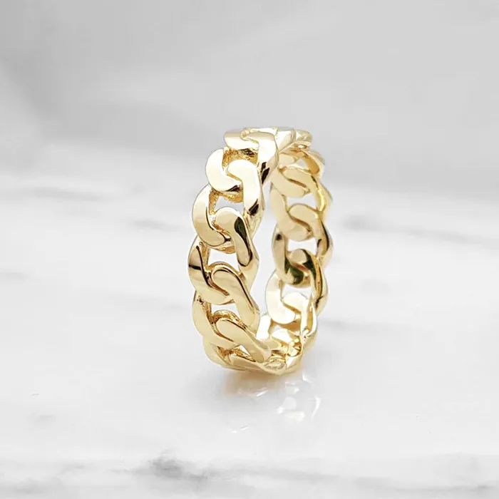 carre dor Rings 14k 18k gold cuban chain ring 1 S 6mm