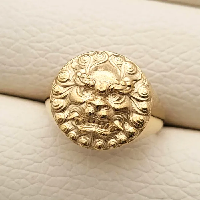 carre dor Rings 18k 14k gold mens haetae korean lion ring 2