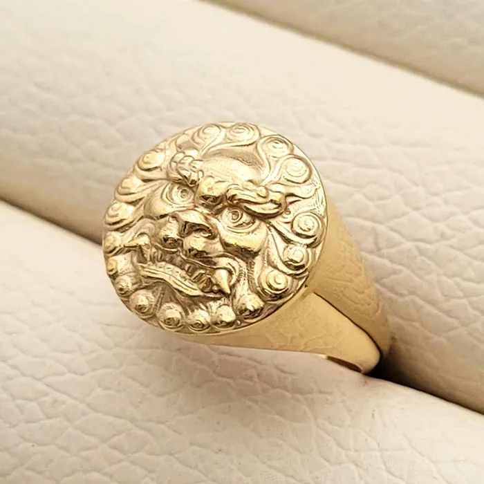 carre dor Rings 18k 14k gold mens haetae korean lion ring 2